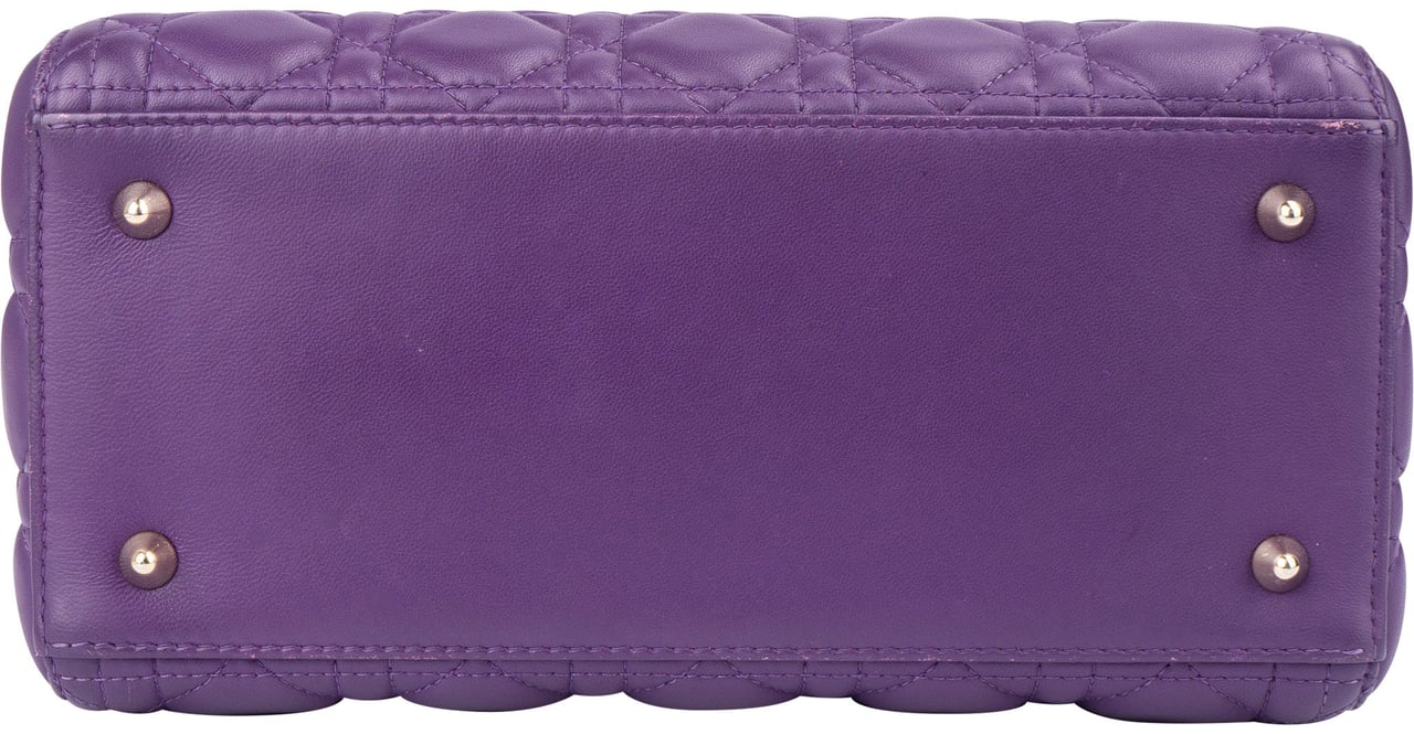 Dior Christian Dior Quilted Leather Lady Dior Handbag Paars