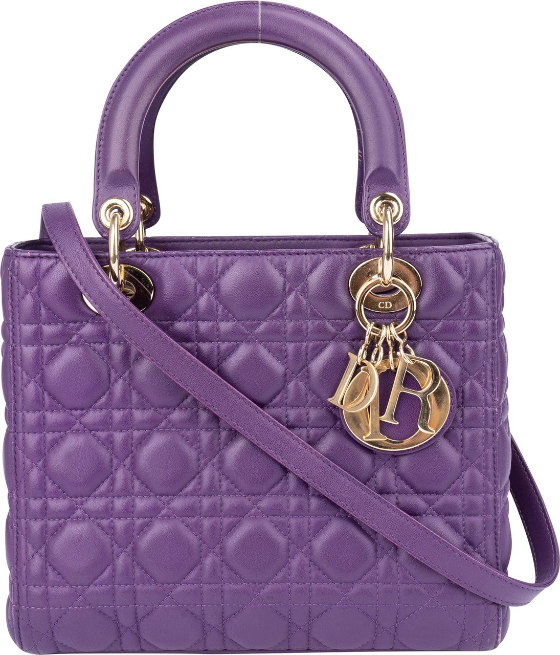 Dior Christian Dior Quilted Leather Lady Dior Handbag Paars