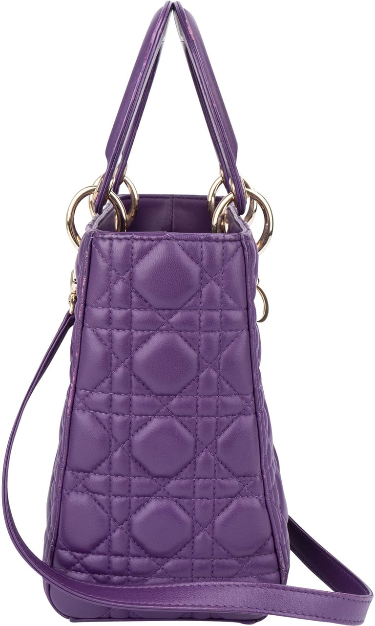Dior Christian Dior Quilted Leather Lady Dior Handbag Paars
