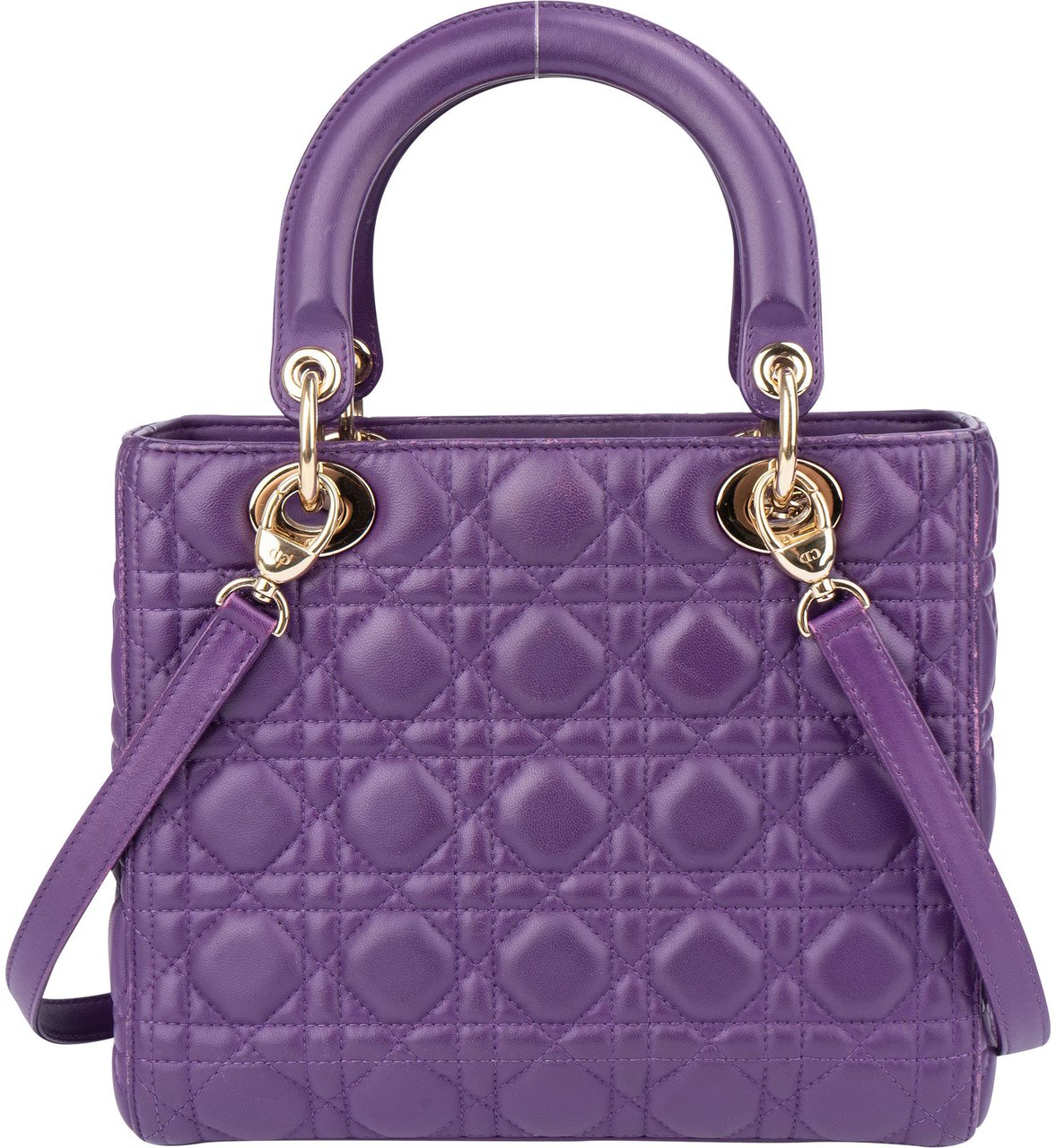Dior Christian Dior Quilted Leather Lady Dior Handbag Paars