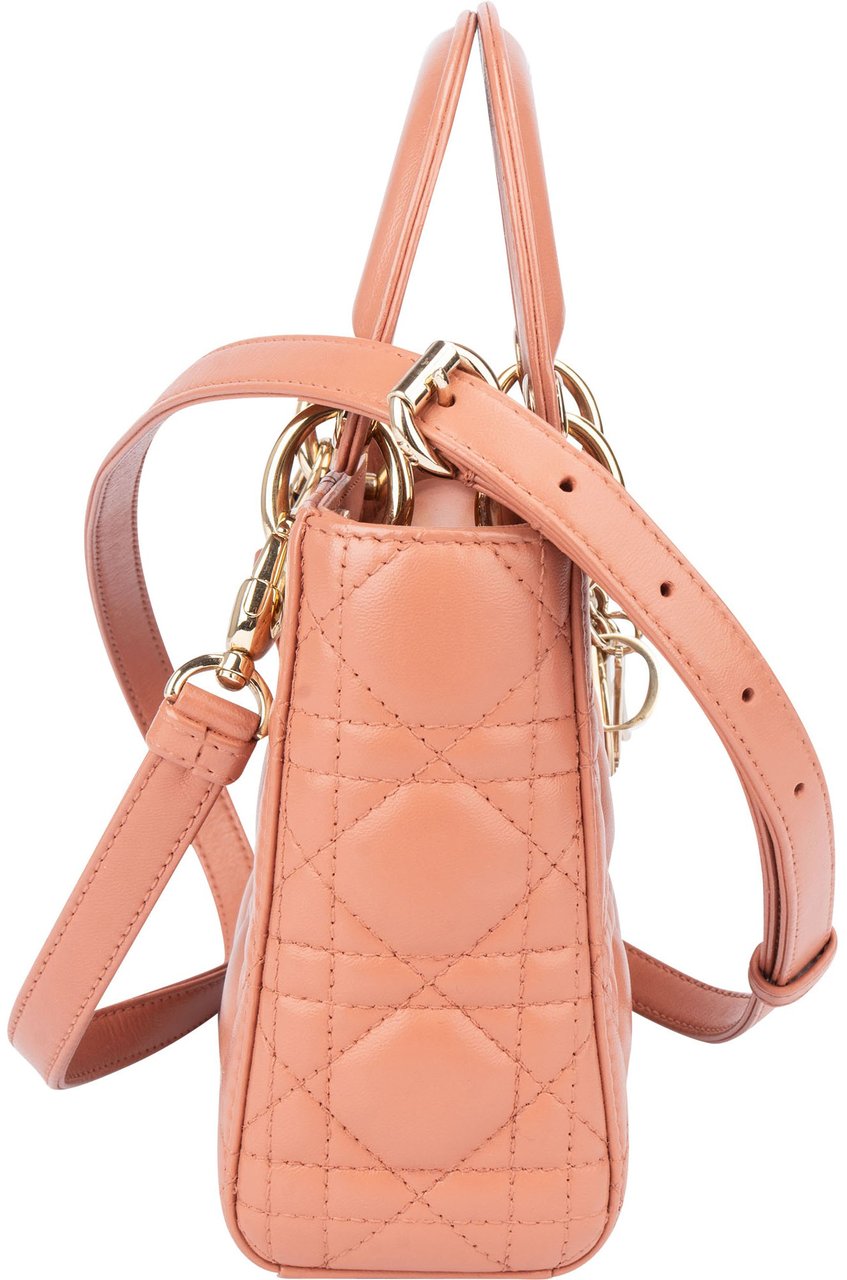 Dior Christian Dior Quilted Leather Lady Dior Handbag Roze