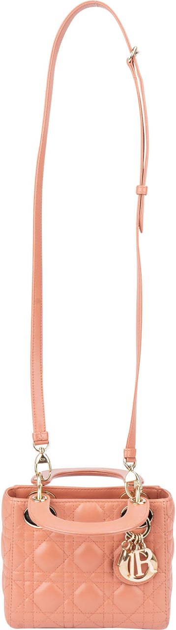 Dior Christian Dior Quilted Leather Lady Dior Handbag Roze