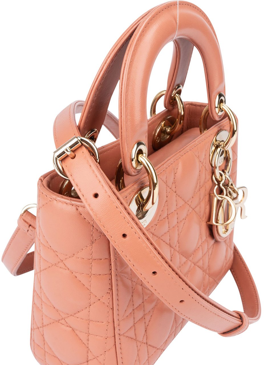 Dior Christian Dior Quilted Leather Lady Dior Handbag Roze