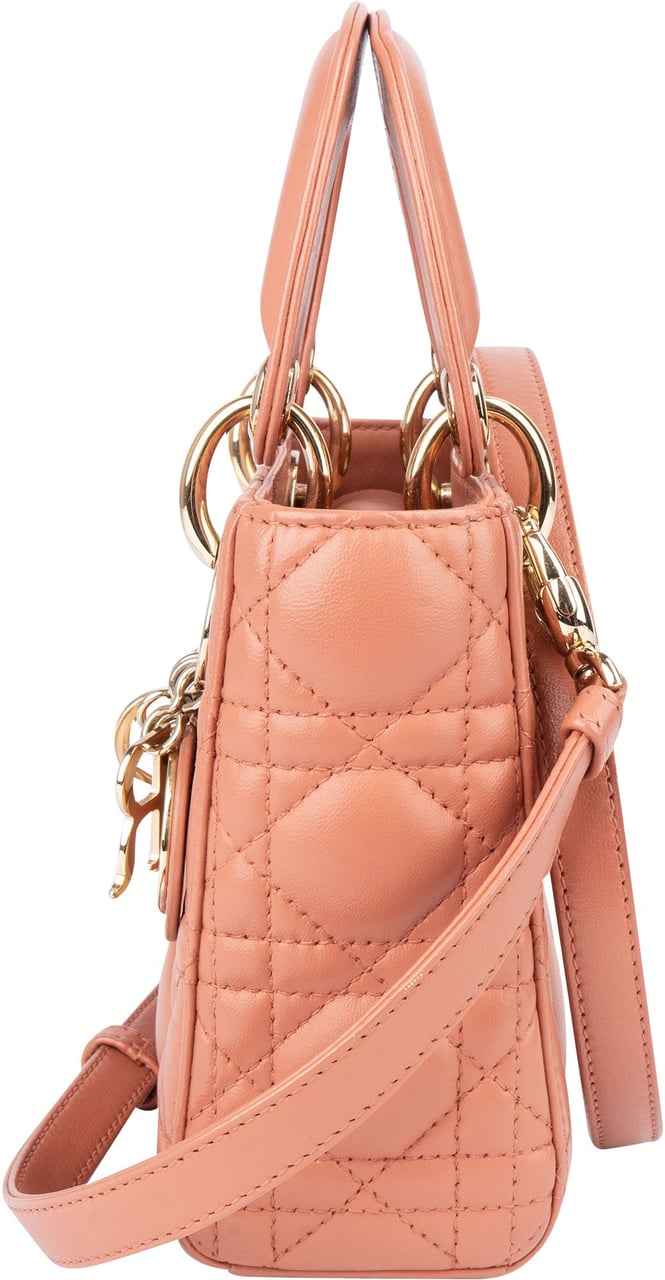 Dior Christian Dior Quilted Leather Lady Dior Handbag Roze