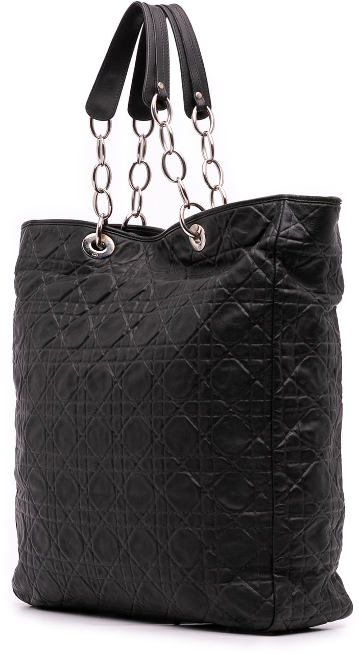 Dior Large Lambskin Cannage Lady Dior Soft Shopping Tote Zwart