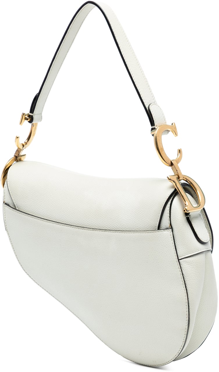 Dior Grained Calfskin Saddle Bag Wit