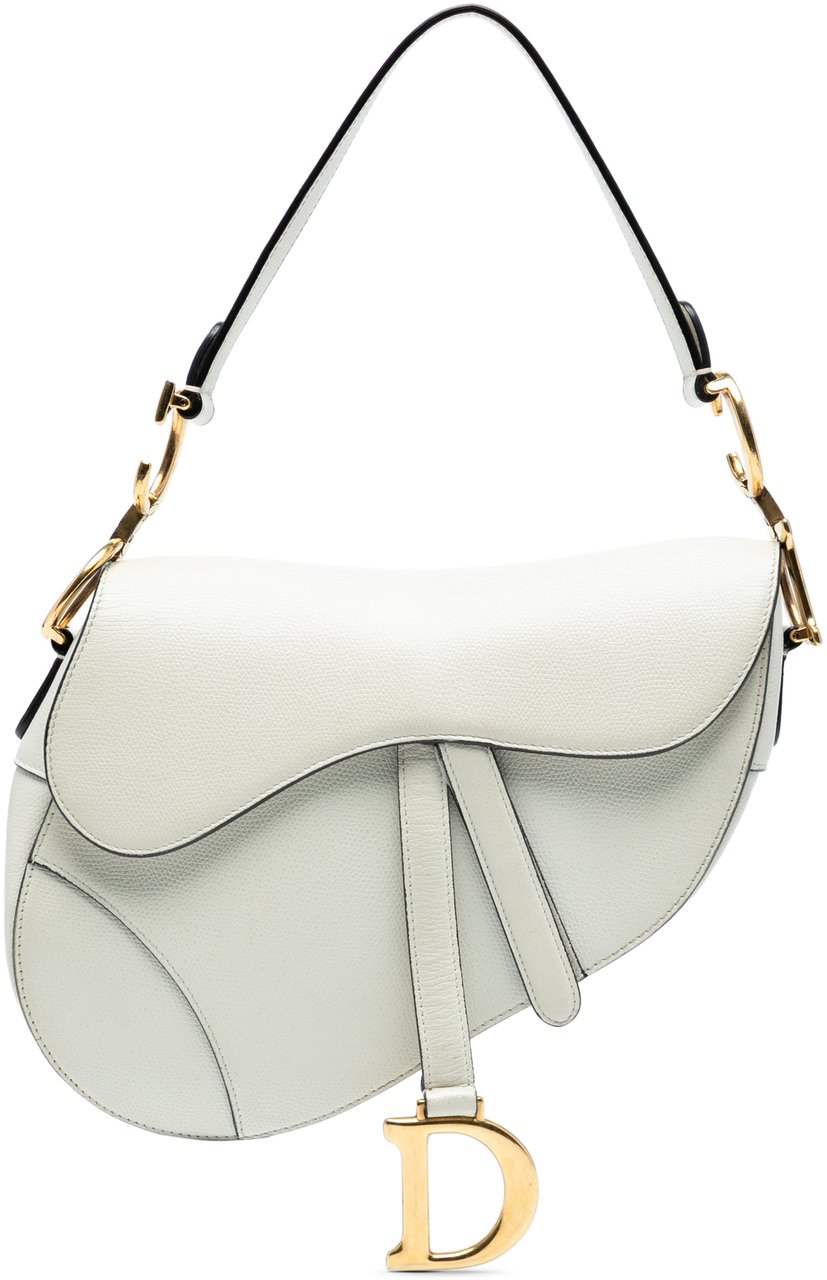 Dior Grained Calfskin Saddle Bag Wit