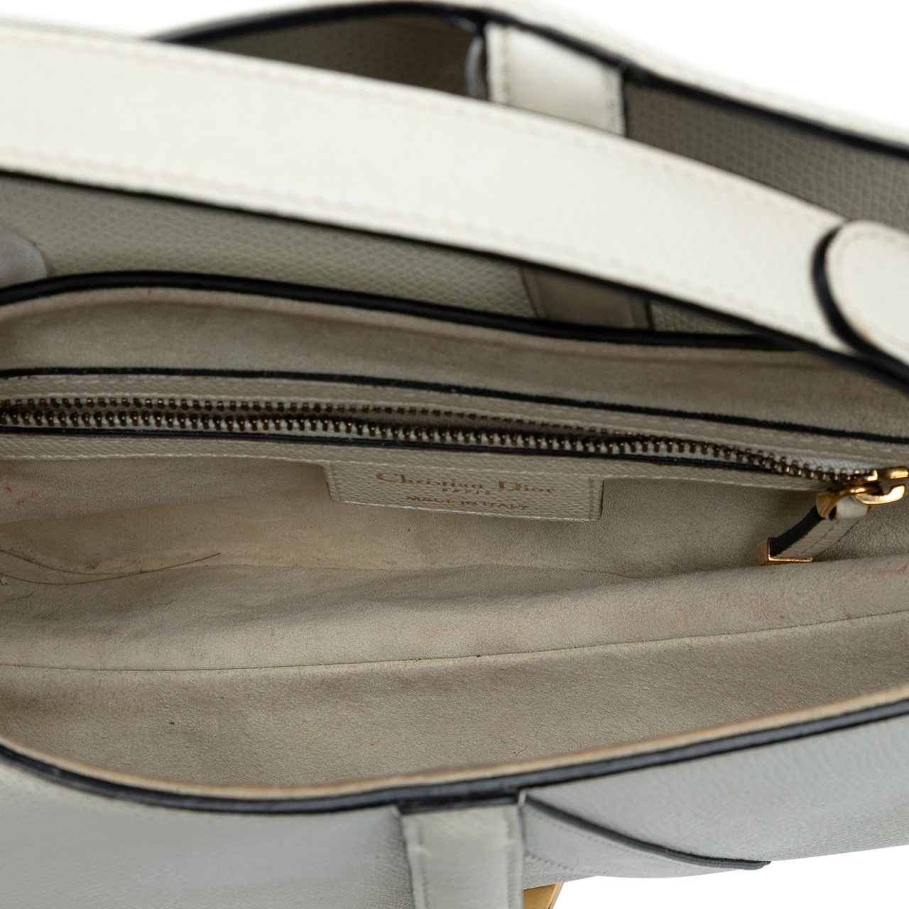Dior Grained Calfskin Saddle Bag Wit