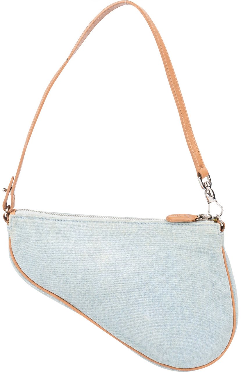 Dior Christian Dior Denim Mini Saddle Handbag Blauw