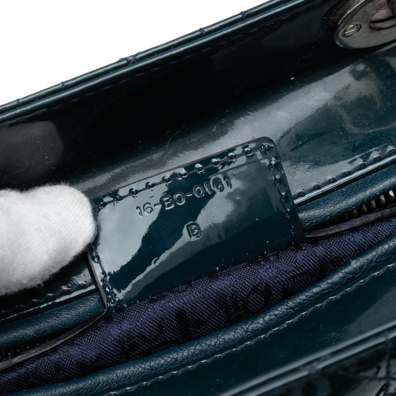 Dior Medium Patent Cannage Lady Dior Groen