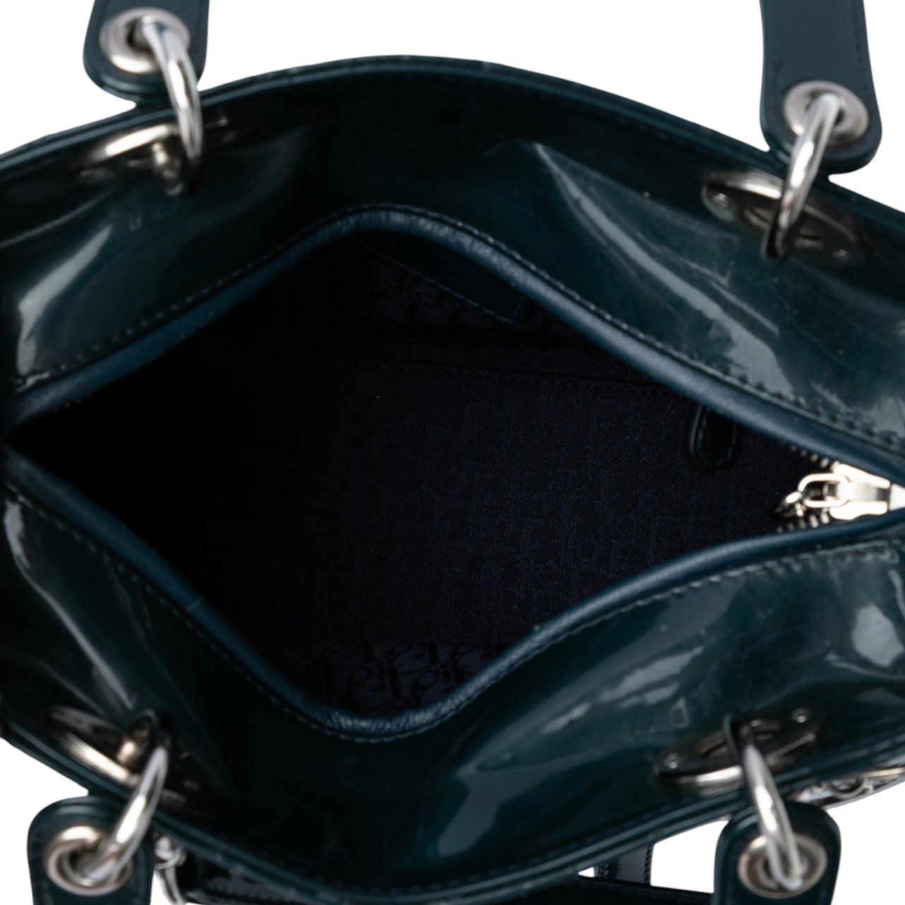 Dior Medium Patent Cannage Lady Dior Groen