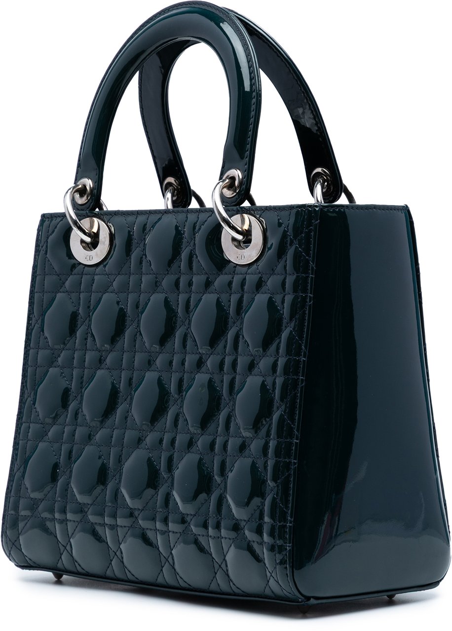 Dior Medium Patent Cannage Lady Dior Groen