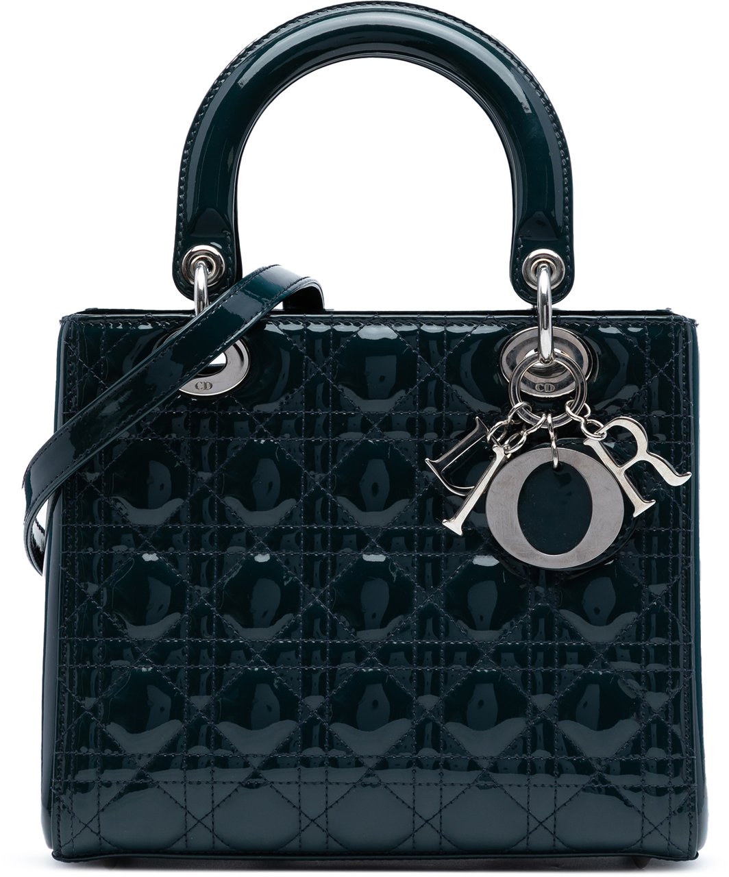 Dior Medium Patent Cannage Lady Dior Groen
