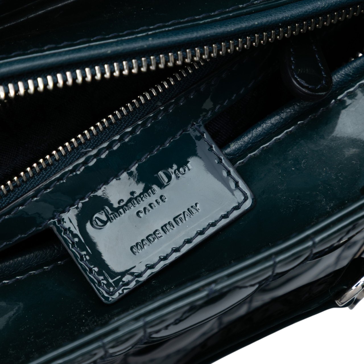 Dior Medium Patent Cannage Lady Dior Groen