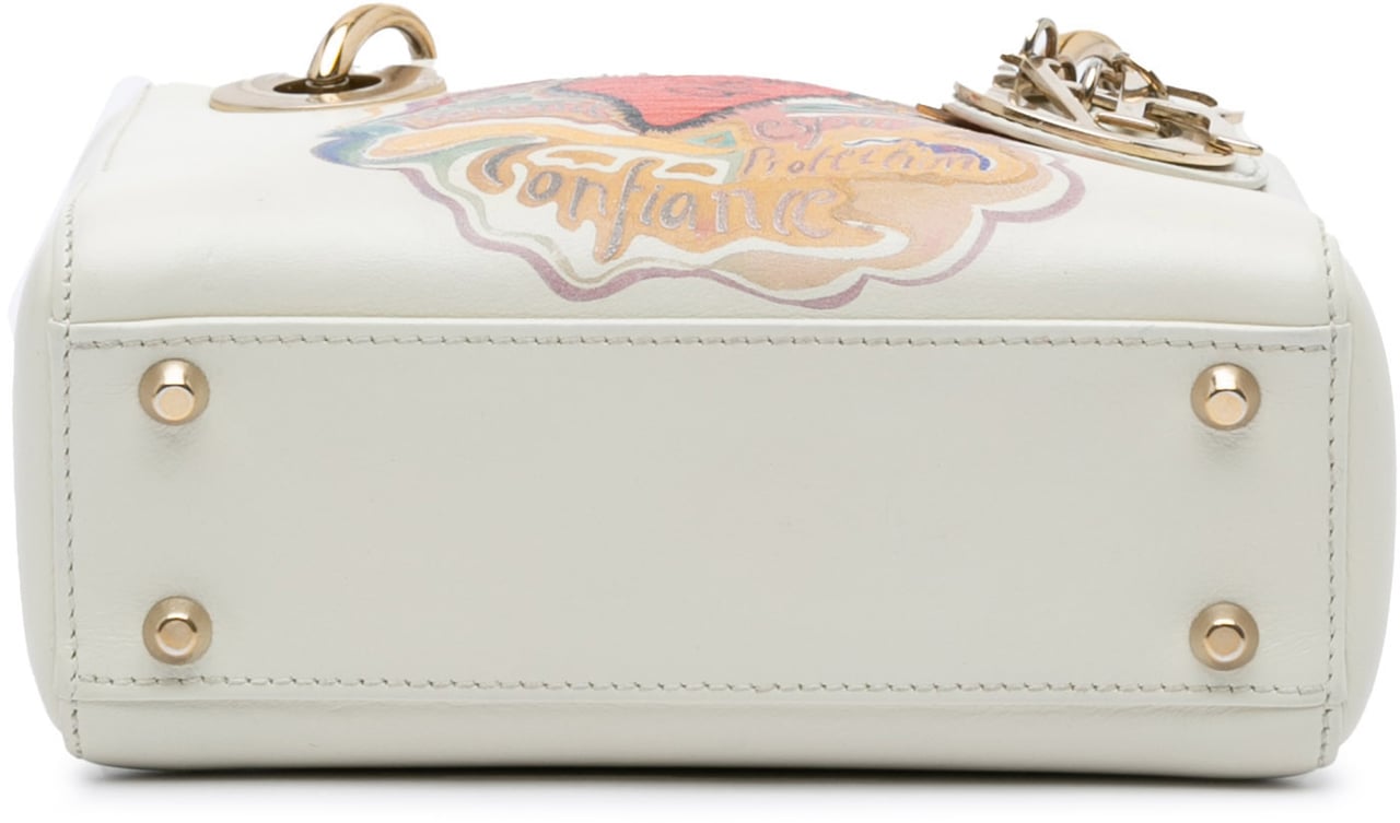 Dior Niki De Saint Phalle Mini Calfskin Dioramour Lady Dior Wit