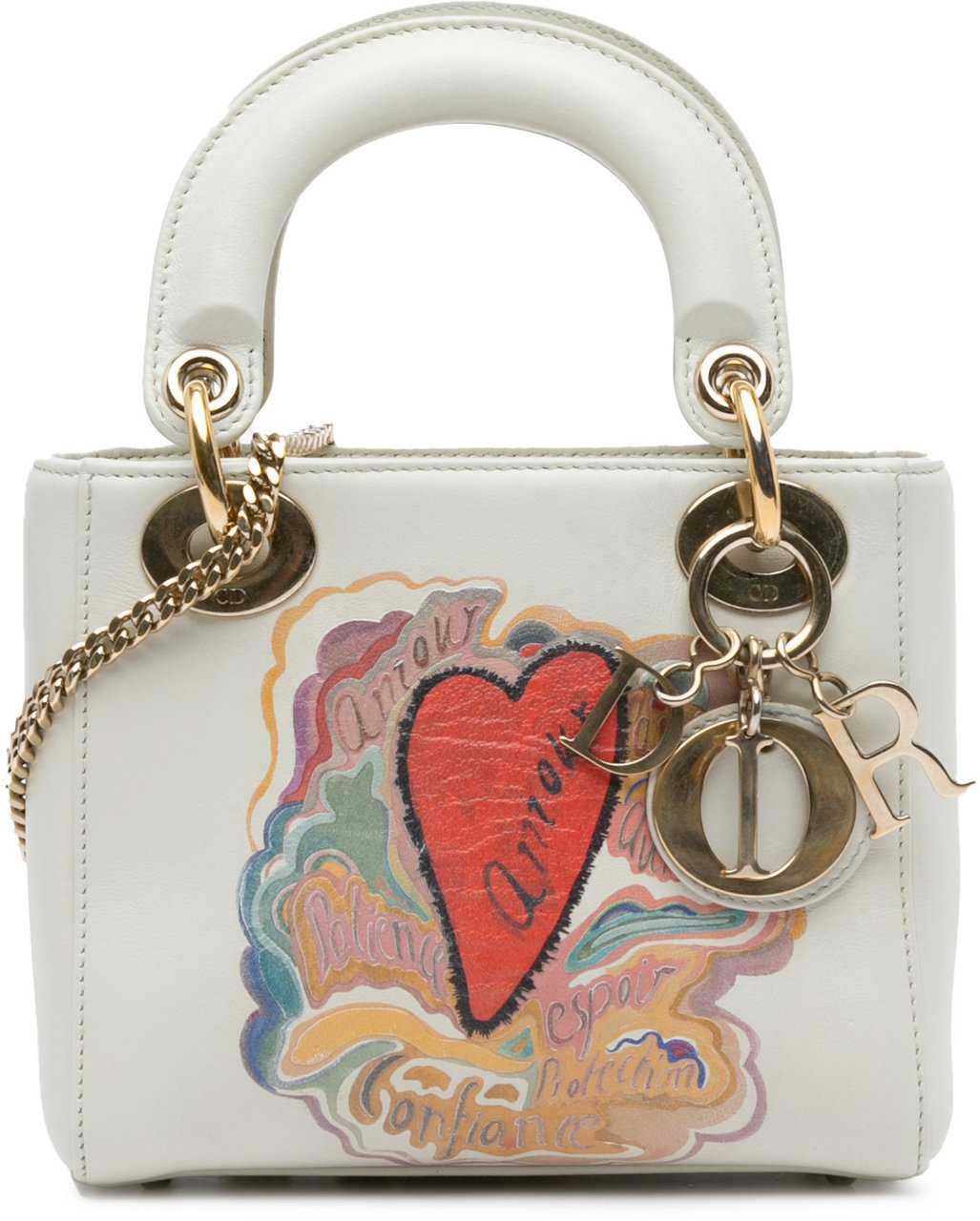 Dior Niki De Saint Phalle Mini Calfskin Dioramour Lady Dior Wit