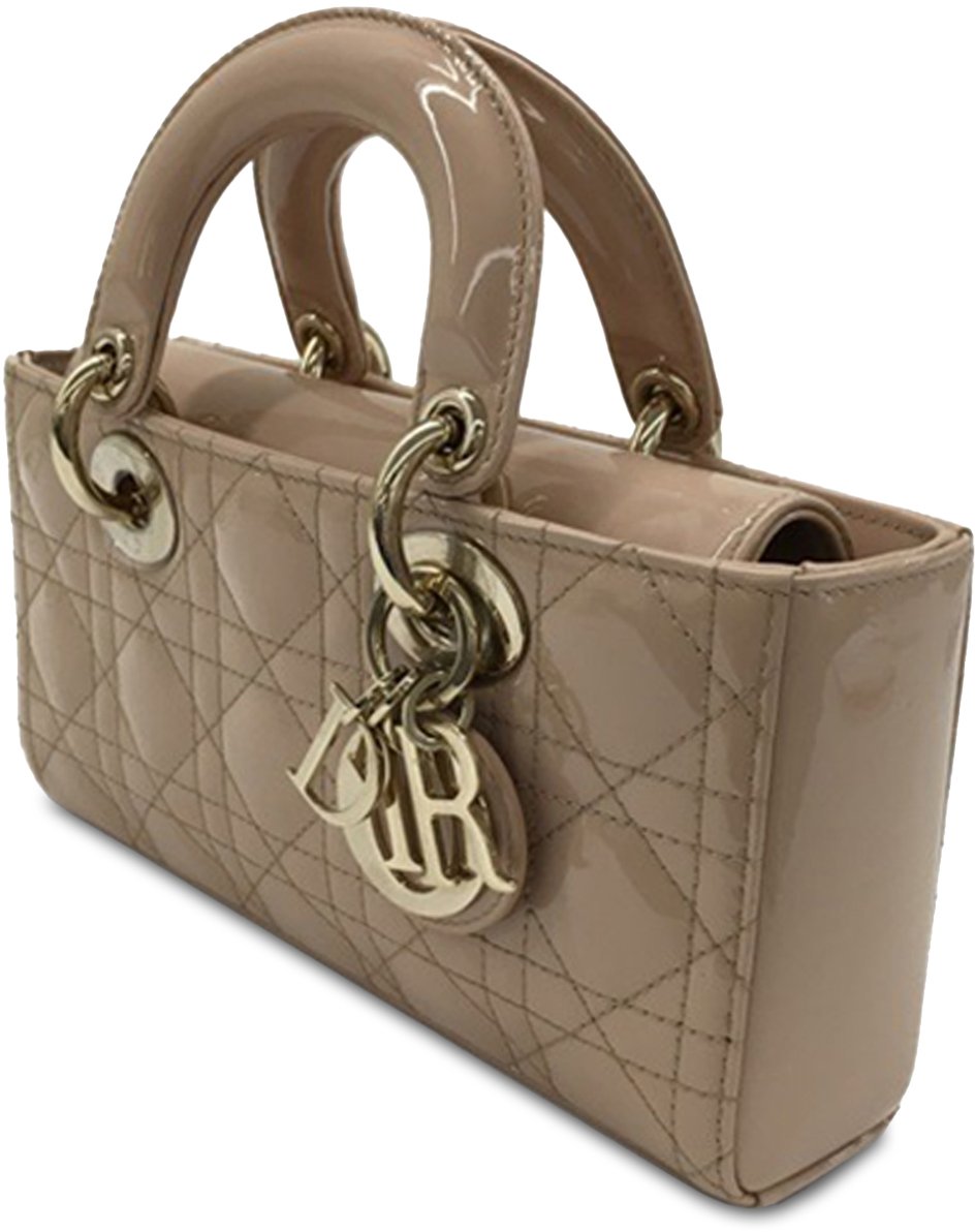 Dior Small Patent Cannage Lady D-Joy Bruin