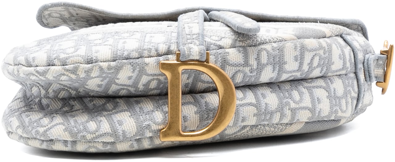 Dior Oblique Embroidered Canvas Saddle Bag Grijs