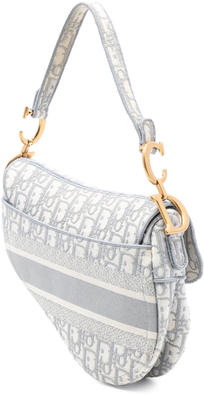 Dior Oblique Embroidered Canvas Saddle Bag Grijs