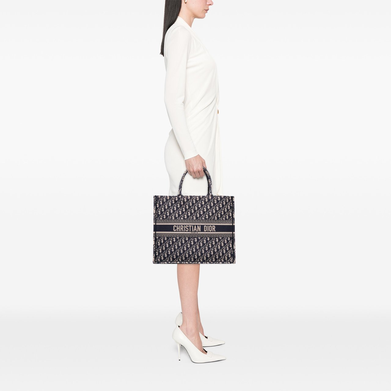 Dior Large Oblique Canvas Book Tote Blauw