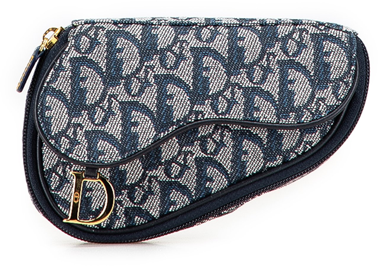 Dior Diorissimo Canvas Saddle Pouch Blauw
