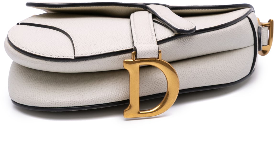 Dior Mini Grained Calfskin Saddle Bag Wit