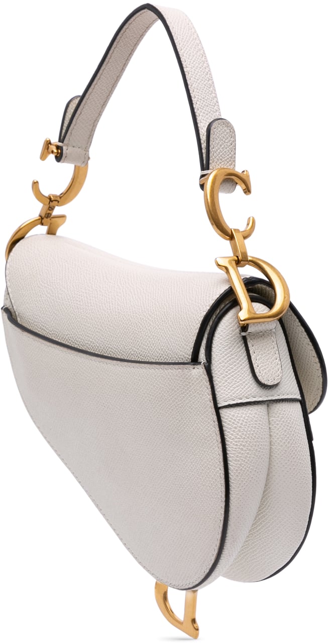 Dior Mini Grained Calfskin Saddle Bag Wit
