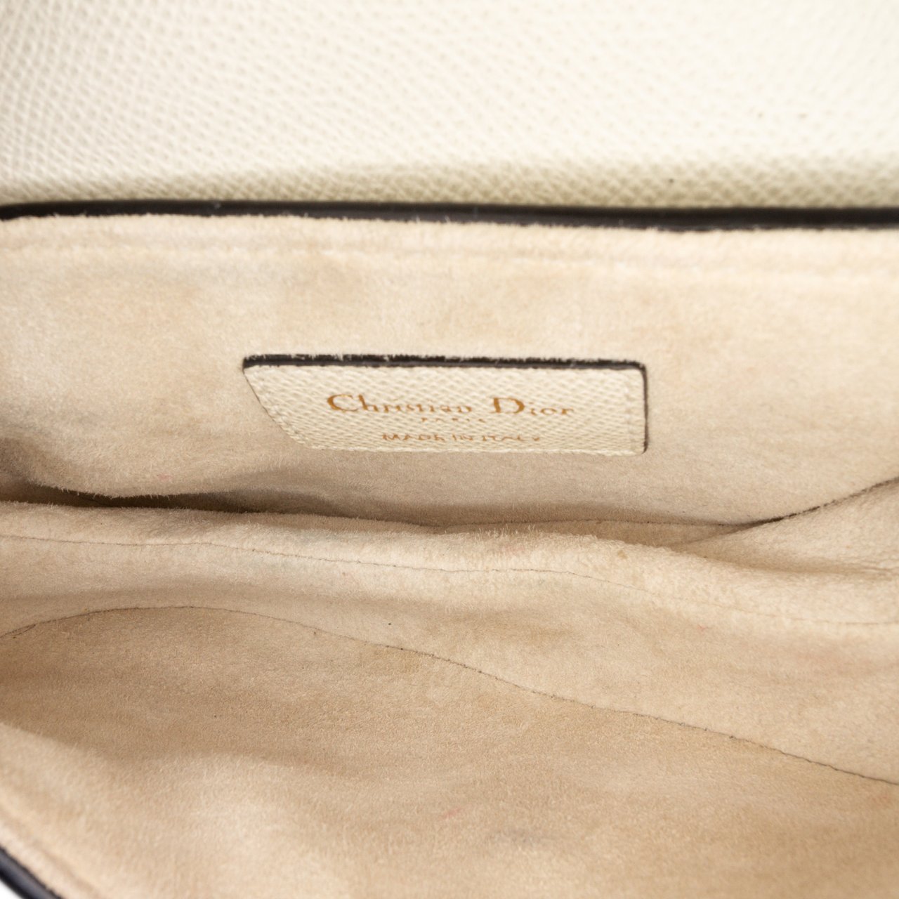 Dior Mini Grained Calfskin Saddle Bag Wit