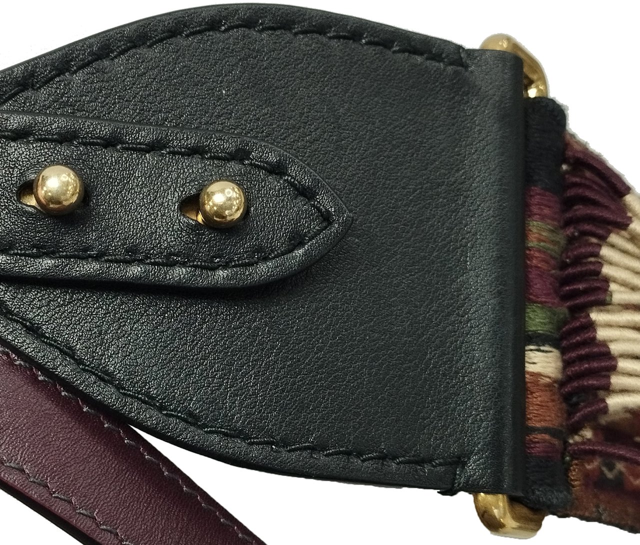 Dior Embroidered Canvas Bohemian Fringe Strap Bruin