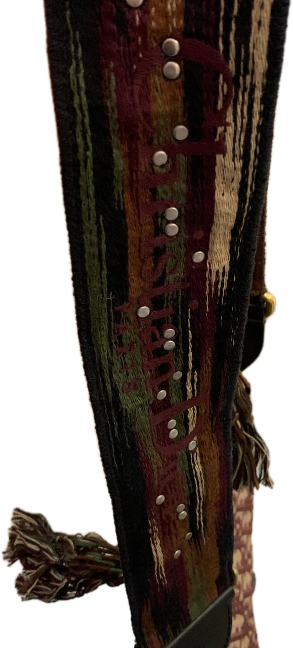 Dior Embroidered Canvas Bohemian Fringe Strap Bruin