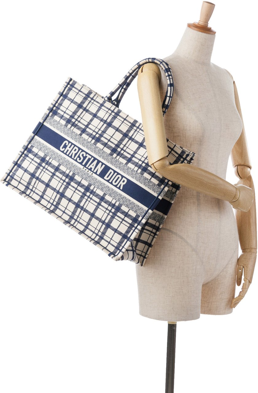 Dior Large Check n Dior Book Tote Blauw