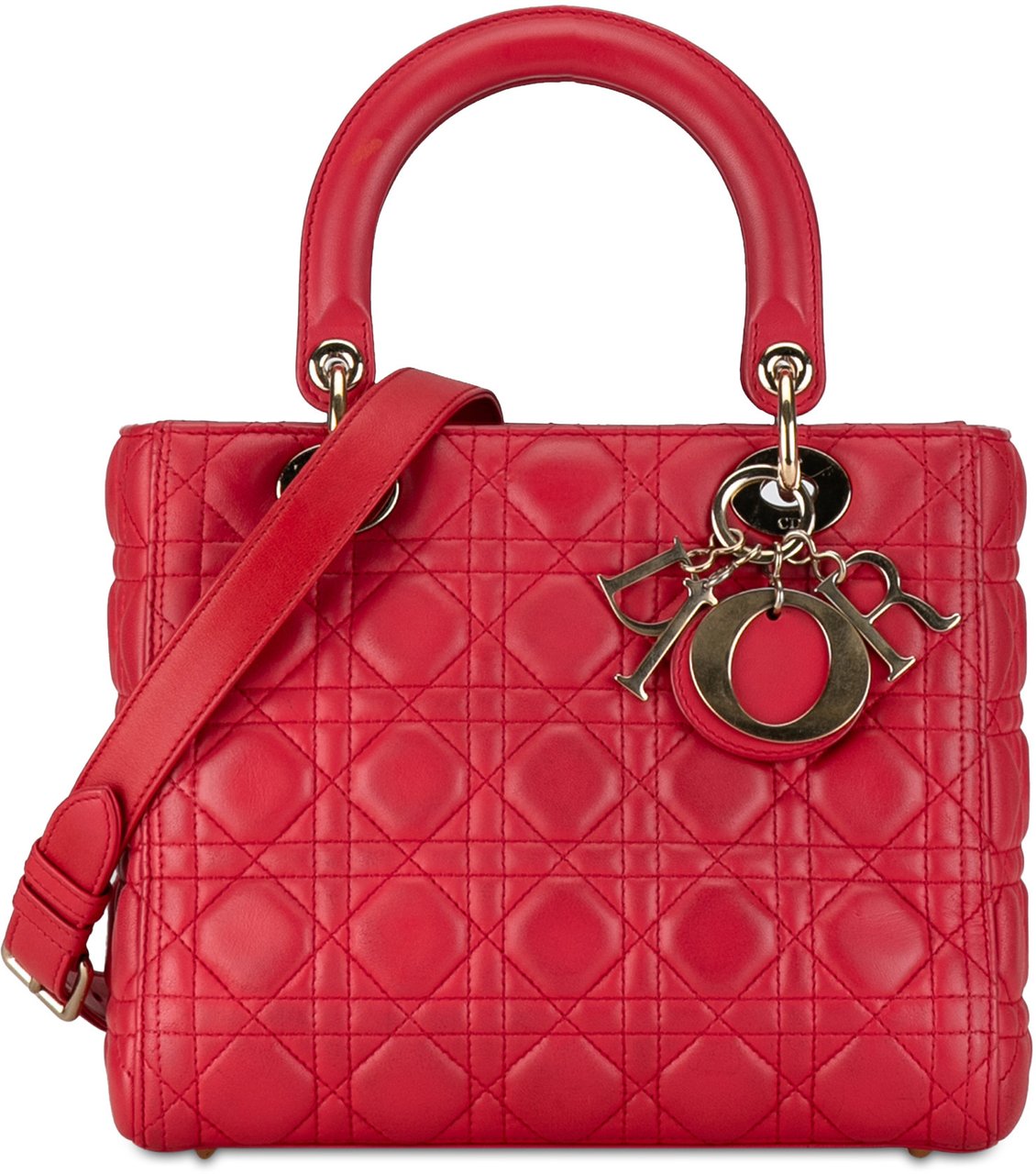 Dior Medium Lambskin Cannage Lady Dior Rood