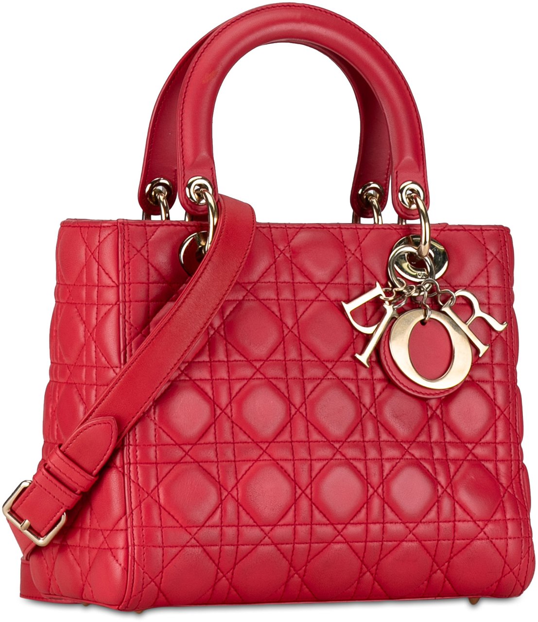 Dior Medium Lambskin Cannage Lady Dior Rood