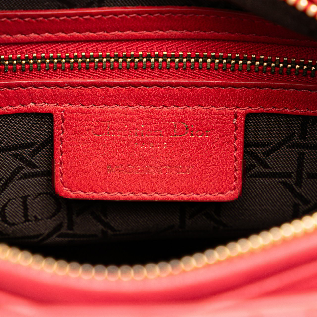 Dior Medium Lambskin Cannage Lady Dior Rood