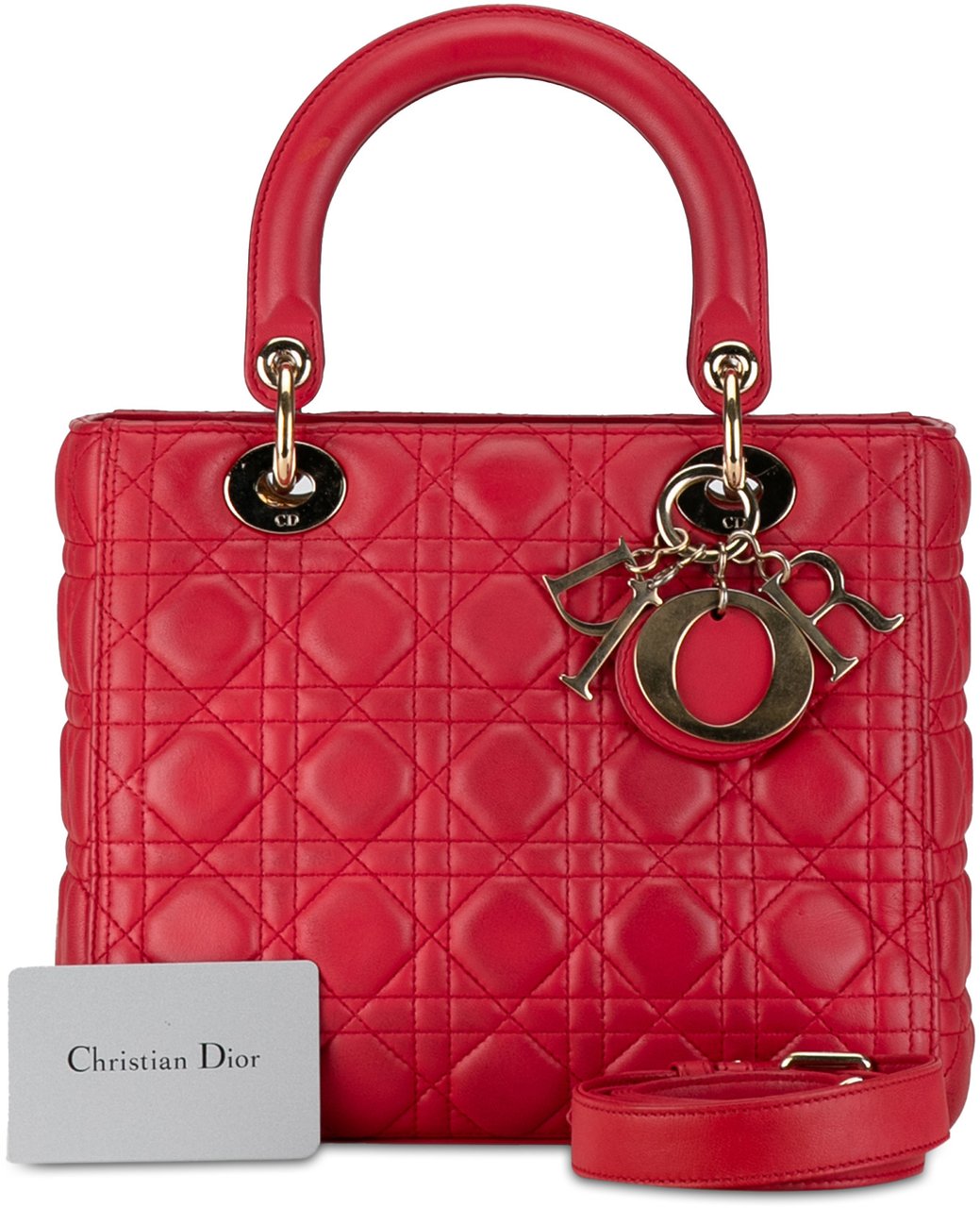 Dior Medium Lambskin Cannage Lady Dior Rood