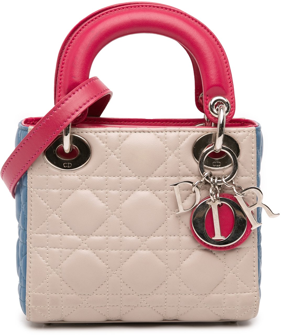 Dior Mini Tricolor Lambskin Cannage Lady Dior Bruin