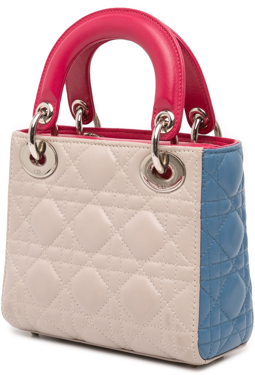 Dior Mini Tricolor Lambskin Cannage Lady Dior Bruin