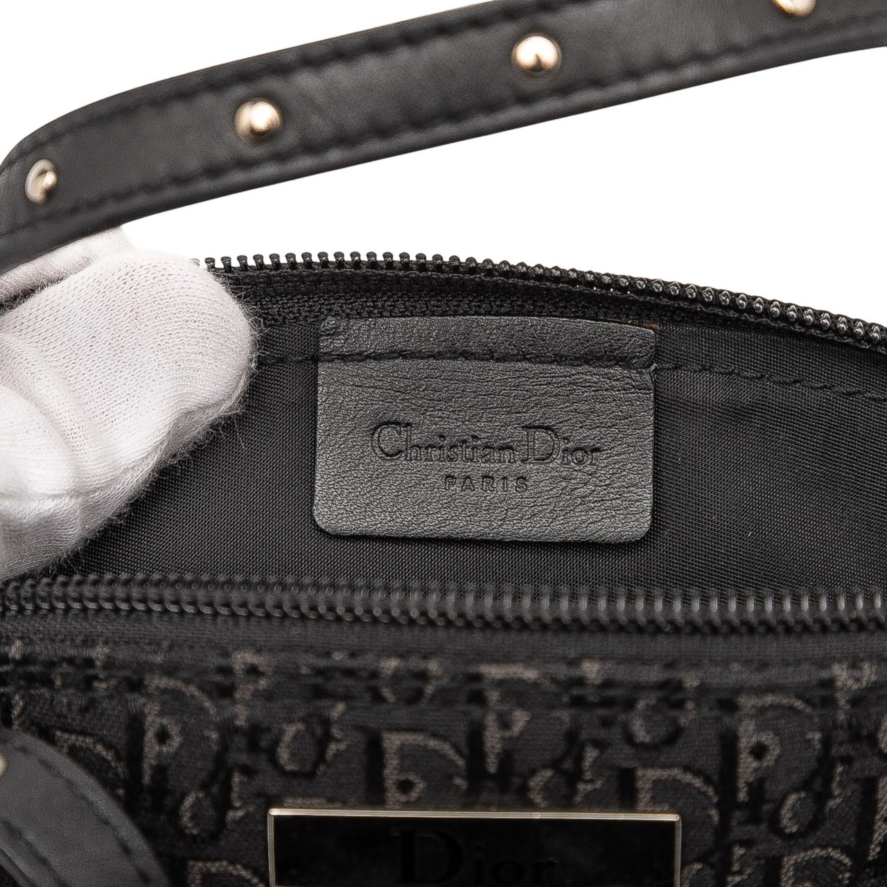 Dior Mini Diorissimo Trotter Canvas Street Chic Handbag Zwart