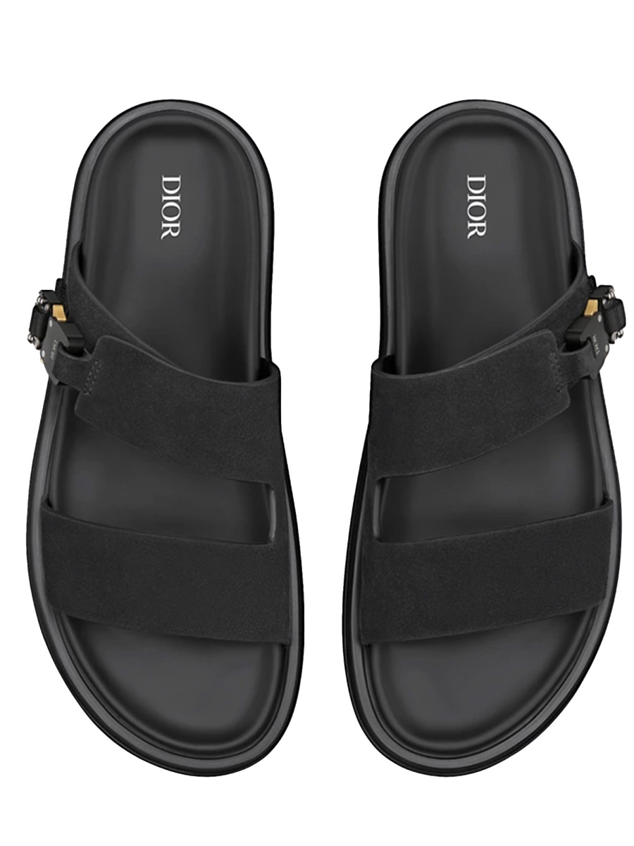 Dior Black Leather Aqua Strap Sandals Zwart