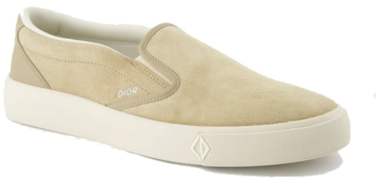 Dior Dior Leather Slip-On Sneakers Beige