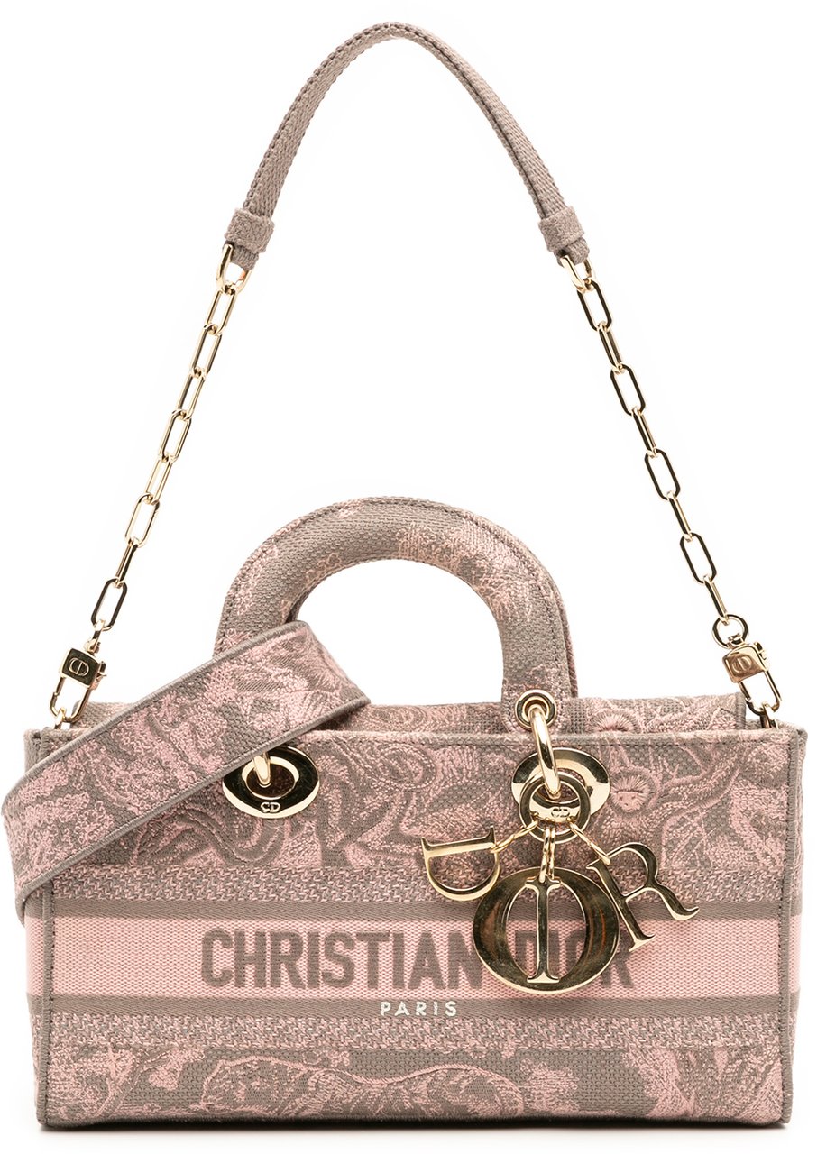 Dior Medium Canvas Embroidered Toile De Jouy Lady D Joy Satchel Roze
