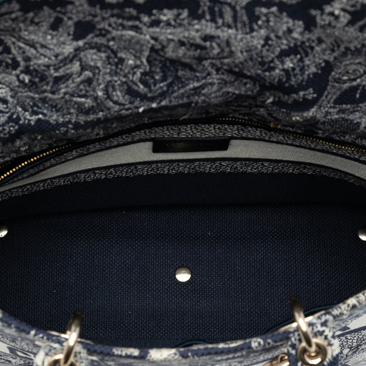 Dior Large Embroidered Canvas Toile de Jouy Lady D Lite Blauw