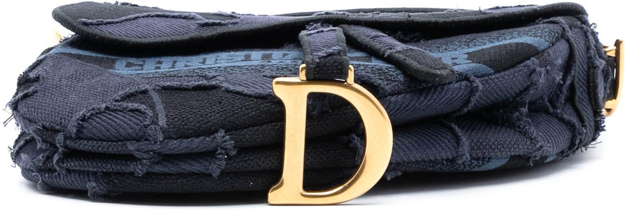 Dior Camouflage Embroidered Canvas Saddle Bag Blauw