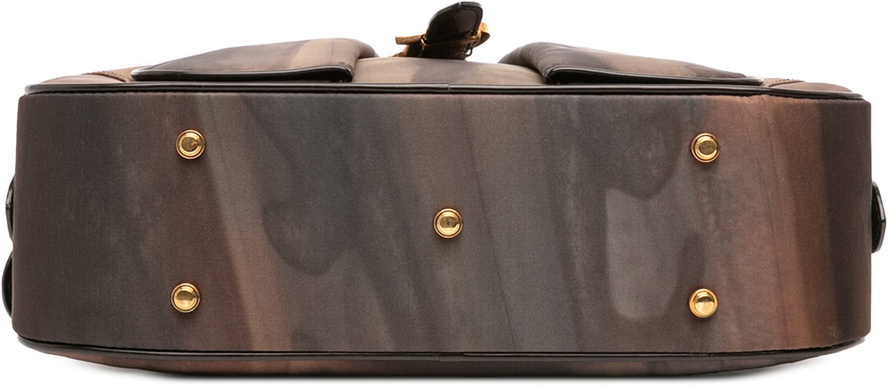 Dior Mini Printed Nylon Double Saddle Bowler Bag Bruin