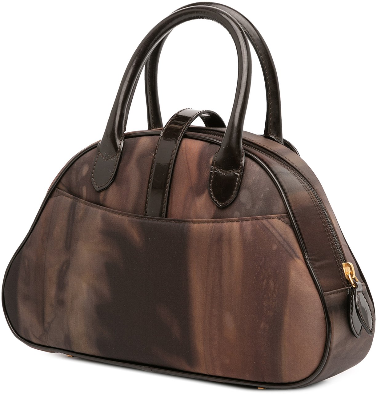 Dior Mini Printed Nylon Double Saddle Bowler Bag Bruin