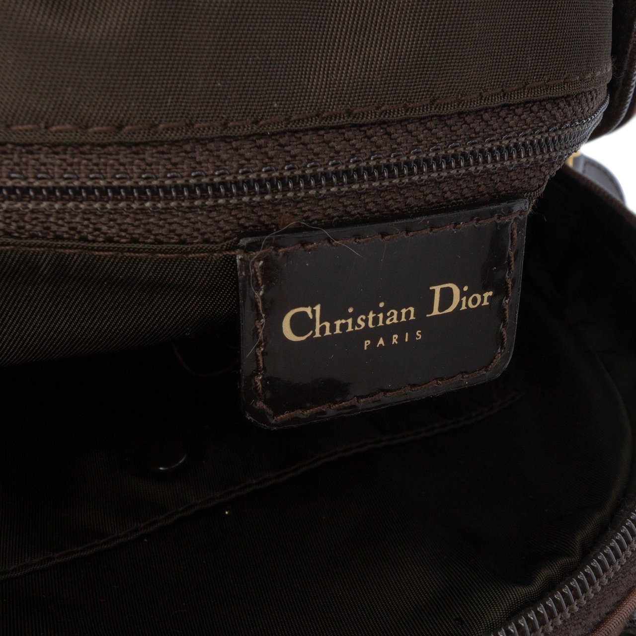 Dior Mini Printed Nylon Double Saddle Bowler Bag Bruin