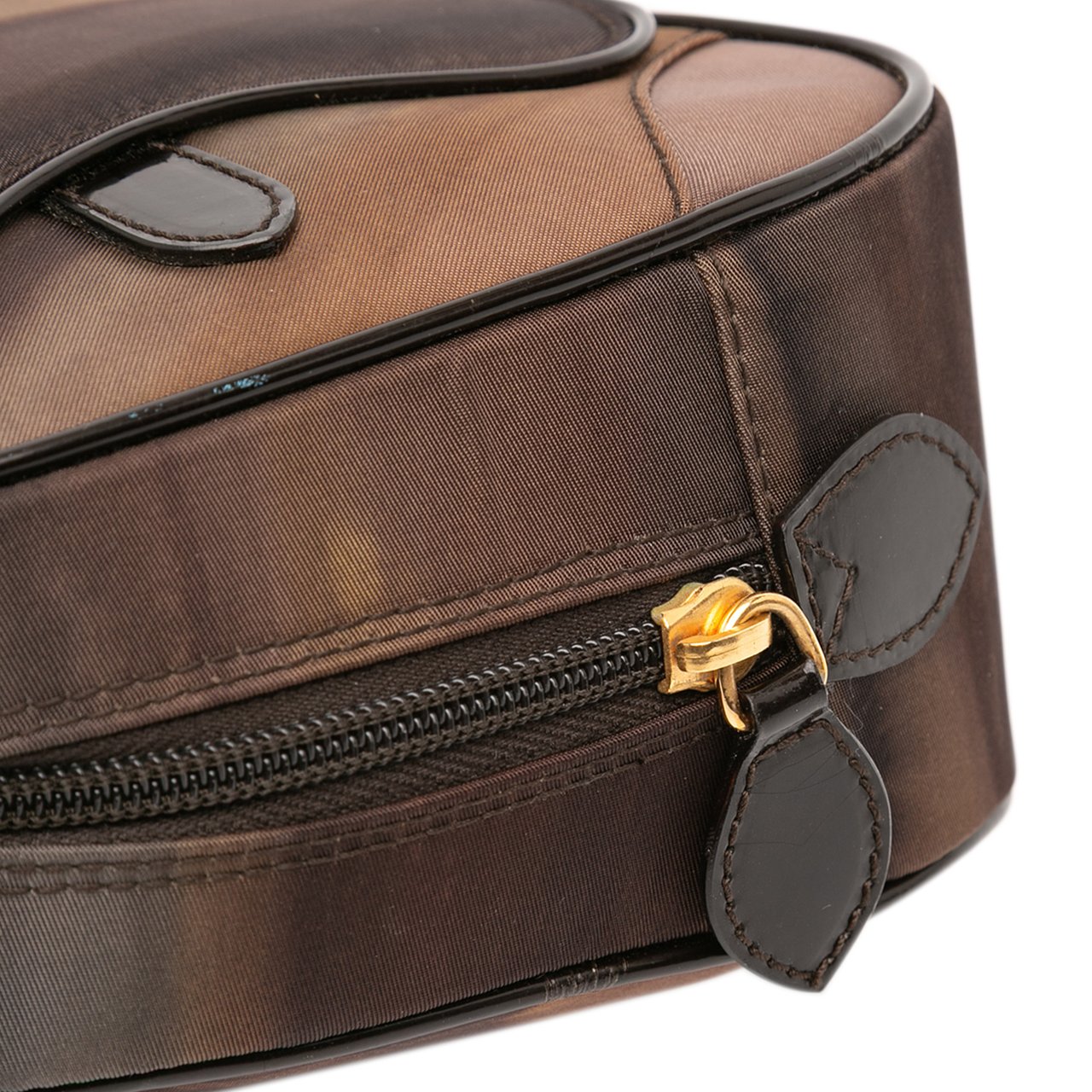 Dior Mini Printed Nylon Double Saddle Bowler Bag Bruin