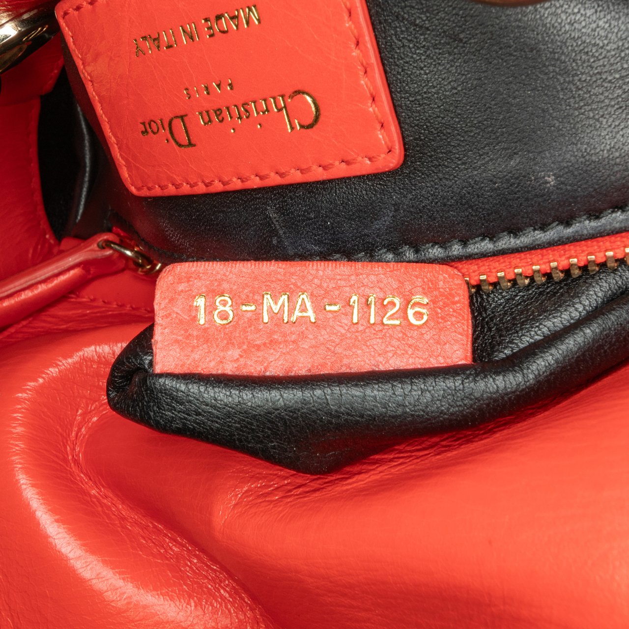 Dior Mini Calfskin Sequin Embellished Lady Dior Rood