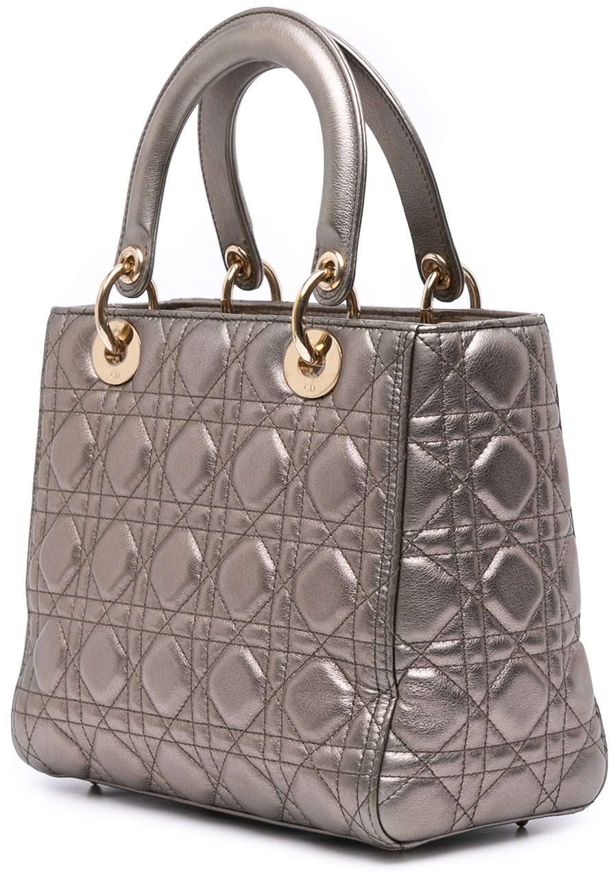 Dior Medium Lambskin Cannage Lady Dior Goud