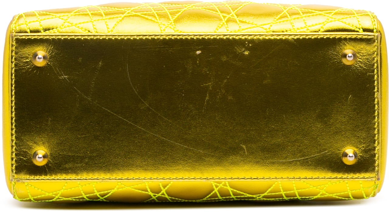 Dior Anselm Reyle Medium Metallic Lambskin Cannage Lady Dior Geel